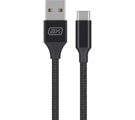 Дата-кабель USB - USB-C Deppa 2А, 1м, нейлон, черный, Axxa 7264 