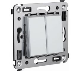 Двухклавишный выключатель в стену DKC, Avanti, закаленная сталь 4404104 