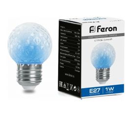 Лампа-строб FERON LB-377 Шарик прозрачный E27 1W синий 38211 
