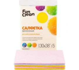 Сухая салфетка из вискозы Fun Clean для сухой и влажной уборки, 30х38 см, 5 шт. 6806 