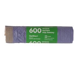 Пакеты для мусора ПНД 48x57 см, 30 л, с завязками, сиреневые, в рулоне 20 шт. Optiline 23-1062 