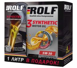 Моторное масло Rolf 3-SYNTHETIC SAE5W-30, API SN, ACEA C3 синтетическое 322957 