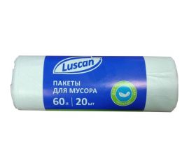 Мешки для мусора 60 л, белые, пвд, 7 мкм, в рулоне 20 шт, 58x68 см Luscan 1694308 