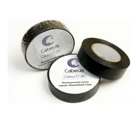 Изоляционная лента Cabeus черная, 19 мм х 20 м х 0.13 мм ET-BK 