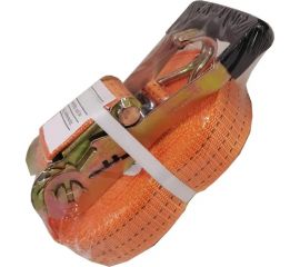 Ремень для крепления груза ZiZay 5 м, 25 мм, нагрузка до 1600 кг, со стальным храповым механизмом, 2 крюка, рр ZZ0065 