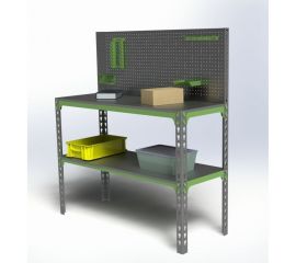 Стол-верстак 950x1700x500 (одна полка) + перфопанель с комплектом аксессуаров SVPIPRIA951750 