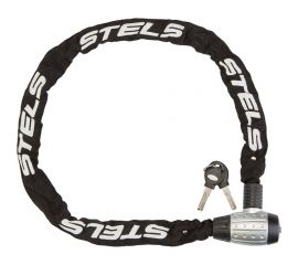 Цепь-замок STELS 85704 в тканевой оплетке, с ключом, 6x1200 мм серебристо-черный 540040 