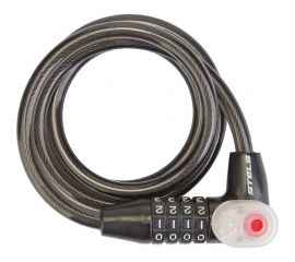 Трос-замок STELS 84608 с шифром, стальн. трос, 10x800 мм, с подстветкой, черный 540054 