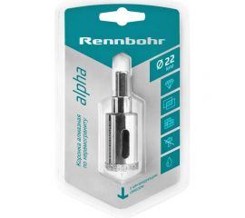 Коронка алмазная с центрирующим сверлом по керамограниту и керамике 22 мм RENNBOHR 676222 