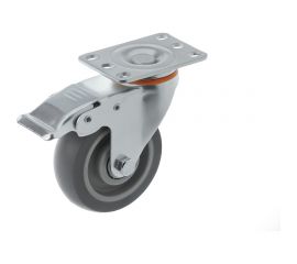 Колесо аппаратное из термопластичной резины поворотное с панелью и тормозом 340100Sb (100 мм; 130 кг) А5 1005815 
