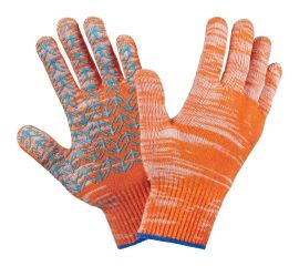 Трикотажные перчатки с ПВХ Фабрика перчаток плотные 10 класс, 6 нитей, оранжевые 6-10-ПЛ-ОР-(L) 