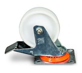 Колесо поворотное полипропилен SRCnb 42 100 мм с тормозом TOR 1024187 