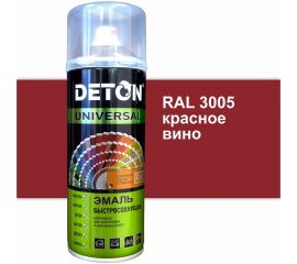 Эмаль DETON акриловая, быстросохнущая, красное вино, RAL 3005, аэрозоль 520 мл DTN-A07246 