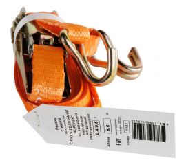 Стяжной ремень для крепления груза СЕВЗАПКАНАТ L=5 м, 0,4/0,8 т, крюк-крюк, 25 мм 4631159615904 