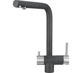 Высокий смеситель с краном под питьевую воду GRANULA GR-2305 графит 