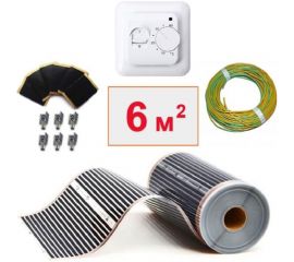 Плёночный электрический тёплый пол ТеплоСофт 6 м2, ширина 100 см, с терморегулятором, инфракрасная плёнка 6 м2 плёнка100 6метров 