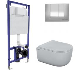 Комплект инсталляция Berges NOVUM кнопка S3, унитаз EGO Rimless, сидение дюропласт Toma Slim SO 047243 