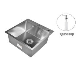 Кухонная мойка из нержавеющей стали WISENT 5050 с дозатором KW35050 WS35050/W405A/WGER010 