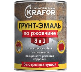 Грунт-эмаль по ржавчине 3 в 1 KRAFOR быстросохнущая, полуглянцевая, 1.9 кг, ral 1003, желтая 250204 