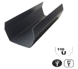 Водосточный желоб MUROl ПВХ, 1,5 метра, U110/67, серый UG15 