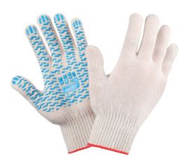 Трикотажные перчатки Фабрика перчаток, средние, с ПВХ, 10 класс, 4 нити, белые, р.M 4-10-СР-БЕЛ-(M) 