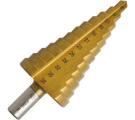 Сверло ступенчатое 6-38 мм, 12 ступеней, Р6М5 нитрид титан Волжский Инструмент 5038007 