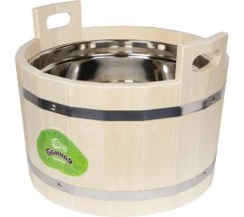 Ушат Банная линия 15 л, с нержавеющей вставкой, липа 12-436 