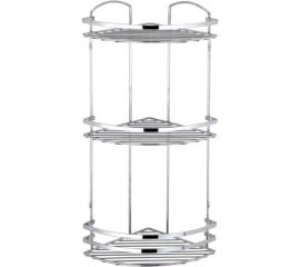 Полка в ванную TEKNO-TEL угловая, 3 яруса, 24x24x62 нерж.сталь глянцевый LM009SSS 