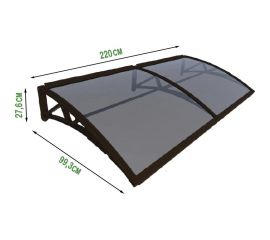 Защитный козырек (навес) ВПМ усиленный профиль, двойной, коричневый, поликарбонат сотовый темный, 6 мм 6191295 