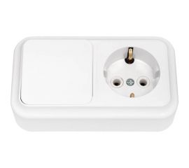 Блок Bylectrica 1 выключатель + розетка с заземляющим контактом ОУ, серия ПРАЛЕСКА, белый, В-РЦ-527 