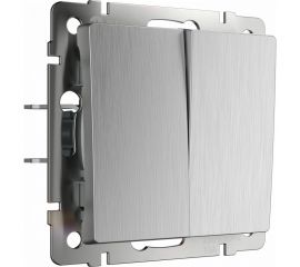 Двухклавишный выключатель WERKEL W1120009 (cеребряный рифленый) a051355 