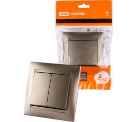 2-х клавишный выключатель TDM Лама 10А бронза SQ1815-0702 