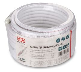 Телевизионный кабель Godigital sat-50 (0,9 cu/al/al48 75 ом white) 10 м SAT-50-10 