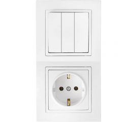 Блок Bylectrica, 3 выключателя + розетка с заземляющим контактом СУ, серия УЮТ, белый 3В-РЦ-731 