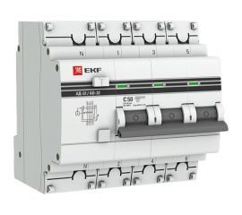 Дифференциальный автомат EKF PROxima АД-32 тип А, 3P+N, 50А/30мА, SQ DA32-50-30-4P-a-pro 