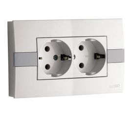 2-я розетка MONO ELECTRIC Eco, с заземлением, белый/белый 101-010104-120 