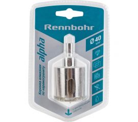 Коронка алмазная с центрирующим сверлом по керамограниту и керамике 40 мм RENNBOHR 676240 