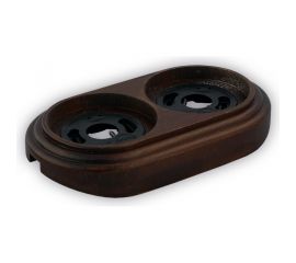 Двойная рамка Retrika, ретро темный дуб, лак, на бревно RD-02223 