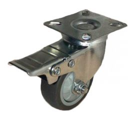 Колесо темно-серая мягкая гладкая резина поворотное с тормозом SCGB25 50 мм MFK-TORG 8054050М 