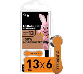 Батарейки Duracell, Hearing Aid для слуховых аппаратов в размере 13, 6шт Б0039180 