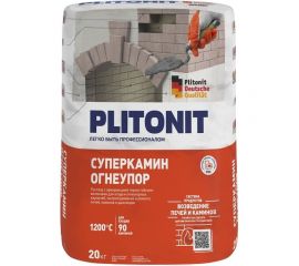 Универсальный термостойкий раствор для кладки огнеупорных кирпичей PLITONIT СуперКамин Огнеупор - 20 20 кг 7493 