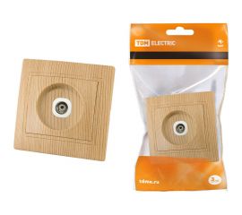 Телевизионная розетка TDM простая 0-2400МГц, мама, ЭКО сосна Таймыр SQ1814-0222 