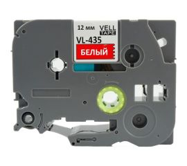 Лента Vell VL-435 Brother TZE-435, 12 мм, белый на красном, для PT 1010/1280/D200/H105/E100 320081 