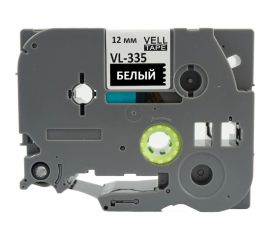 Лента Vell VL-335 Brother TZE-335, 12 мм, белый на черном, для PT 1010/1280/D200/H105/E100 320108 