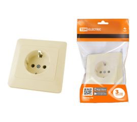 Розетка TDM 2П+З 16А 250В слоновая кость Ильмень SQ1823-0110 