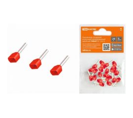 Штыревой втулочный изолированный наконечник TDM НШвИ (2) 1,5x12, двойной, 20 штук SQ0568-0052 