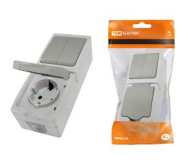 Комбинированный вертикальный блок TDM выключатель 2-кл+ розетка Вуокса SQ1803-0013 