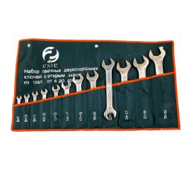 Набор ключей CNIC рожковых из 12-ти шт. 6x7 - 30x32 покрытие хром TS-001 в сумке 35425 