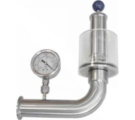 Шпунт-аппарат с манометром (левый) TITAN LOCK до 2,2 бар, под Clamp DN32 нерж. 304 TL32TGMLPG-CL 