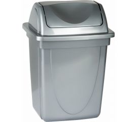 Корзина для бумаг Стамм 12 л, цельная с вращающейся крышкой, серый металлик КР92 